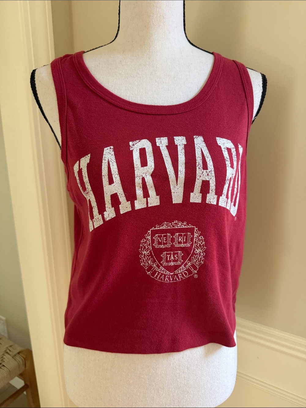 Harvard University Ivy League Crop Tank Top Graphic Logo Junior's L